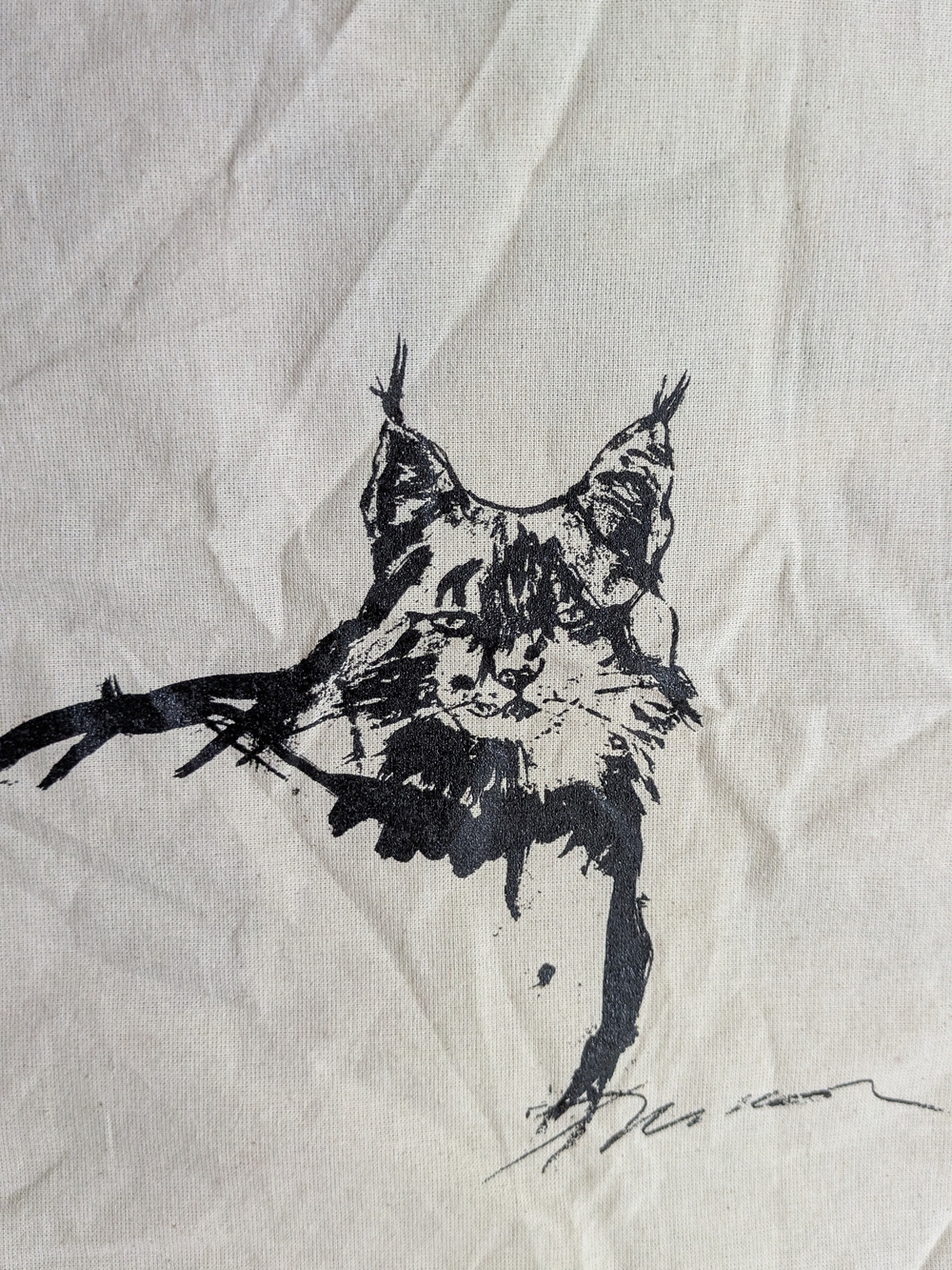 Canvas Cat Tote Bag - Black Print on Cream - SF MOMA Museum